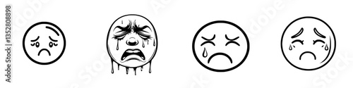 Various expressions of sadness depicted through simple cartoons in a minimalist style