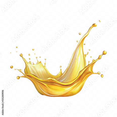 realistic 3d splash of yellow juice or liquid oil isolated on white background