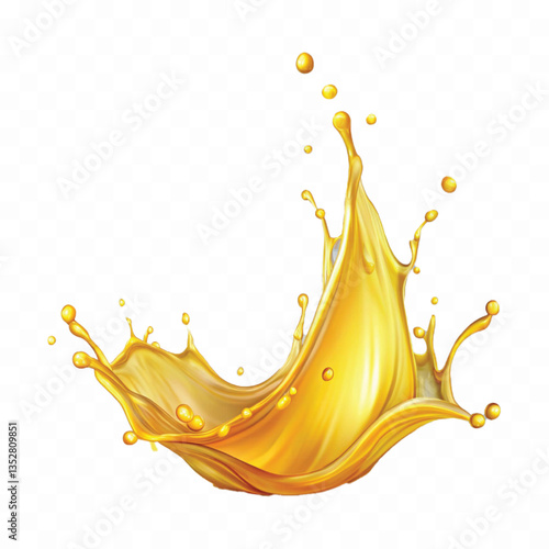 realistic 3d splash of yellow juice or liquid oil isolated on white background