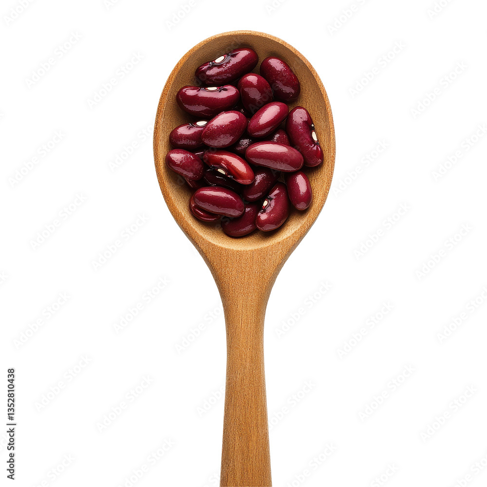 Red beans in a wooden spoon isolated on a Transparent background, perfect for healthy cooking and recipes, red beans in wood spoon isolated on PNG background Red beans in a wooden spoon isolated on a Transparent background, perfect for healthy cooking and recipes, red beans in wood spoon isolated on PNG background