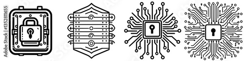 Lock symbols representing security technology and data protection concept for online safety in digital environments