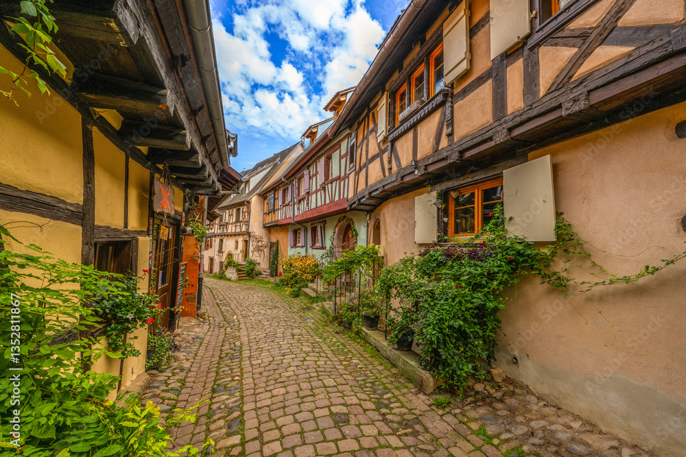 Eguisheim is a medieval village in France’s Alsace wine region, France Eguisheim is a medieval village in France’s Alsace wine region, France