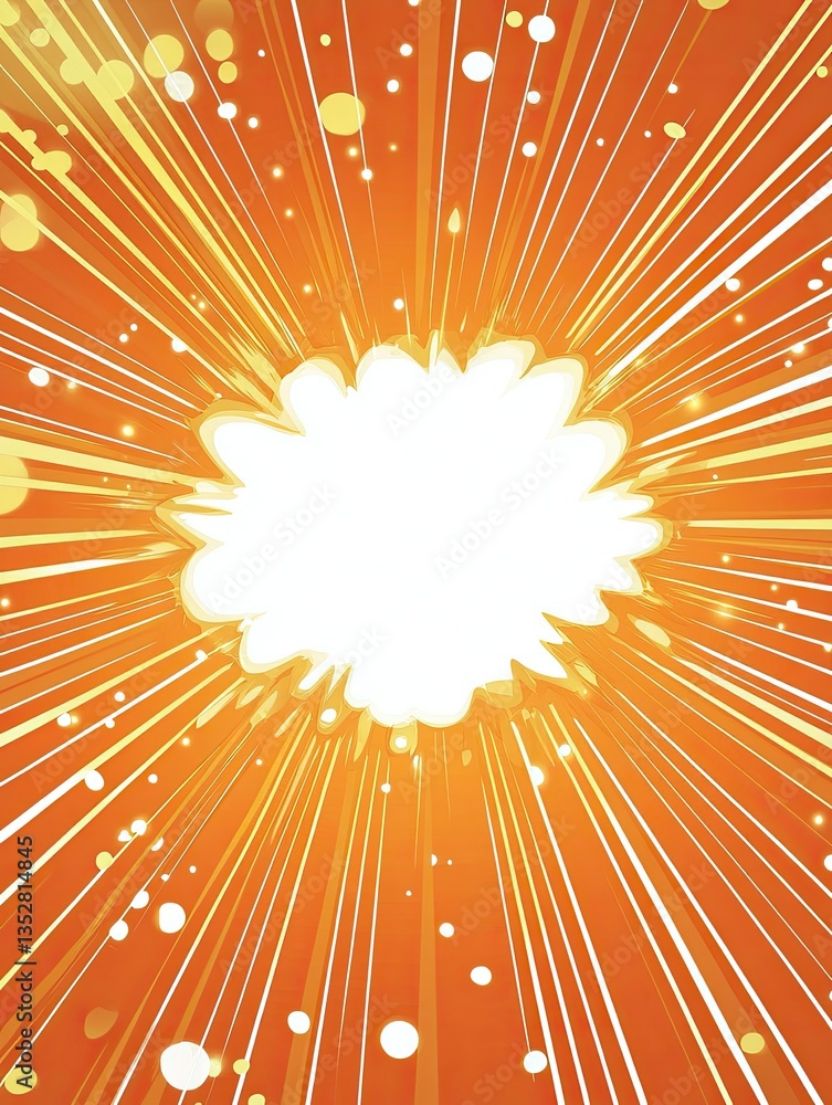 Fototapeta premium Exploding Light Rays with White Center Burst on Orange Background