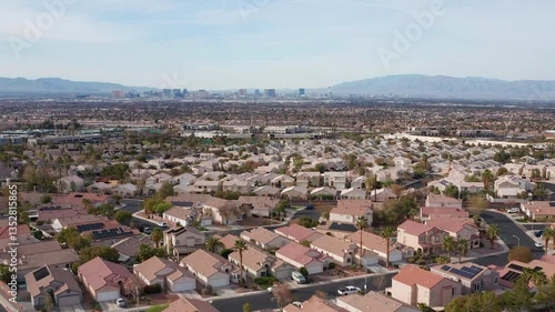 Aerial view of Henderson Las Vegas Nevada homes casino strip city skyline 01