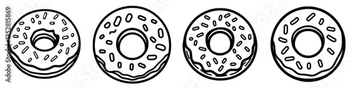 Different types of donuts displayed in a simple arrangement on a light background without any decorations or toppings