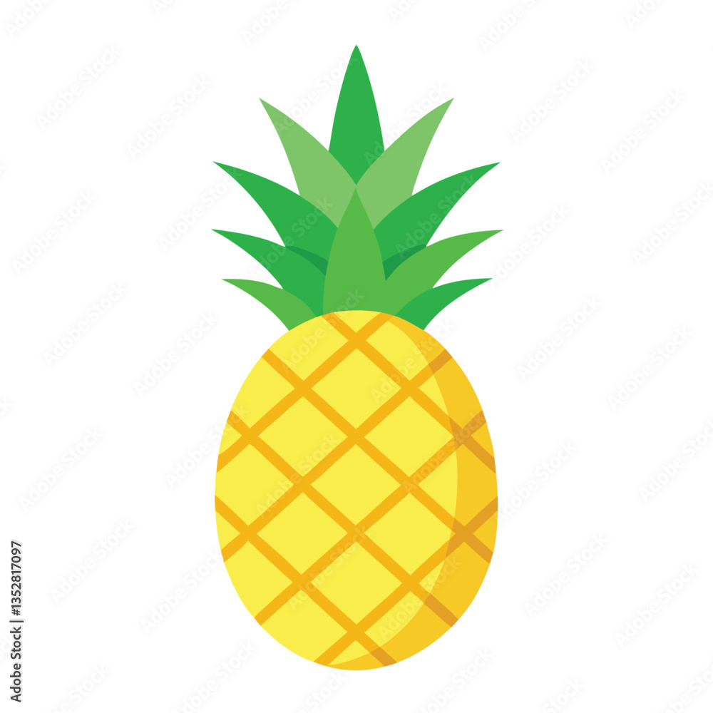 Flat Design Pineapple Icon Isolated on White Background, Tropical Fruit Flat Design Pineapple Icon Isolated on White Background, Tropical Fruit