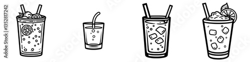 Refreshing beverages displayed with various ingredients and glasses during a summer gathering at a backyard picnic