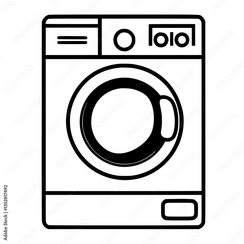 Modern washing machine with a large circular door designed for efficient laundry cleaning in a contemporary home space Modern washing machine with a large circular door designed for efficient laundry cleaning in a contemporary home space