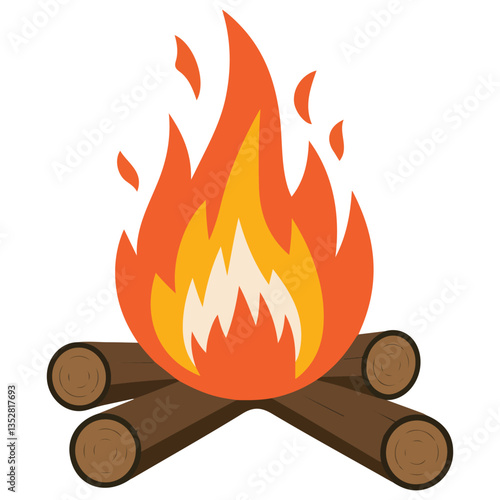 Campfire flames icon flat vector