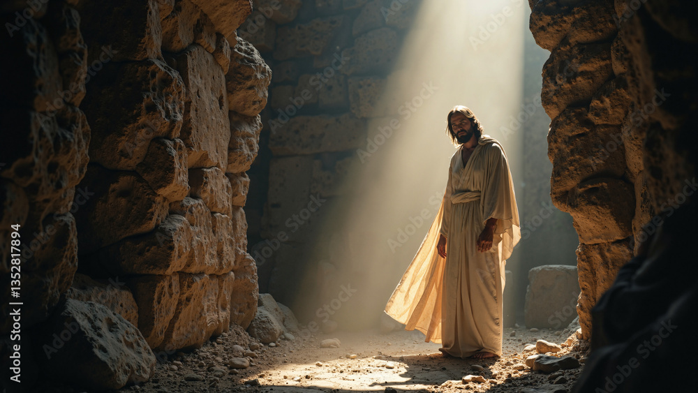 Lazarus Rising from the Dead - Isolated on Transparent Background for Easter Promotions and Religious Materials