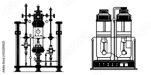 Detailed laboratory equipment setup for chemical experiments and analysis