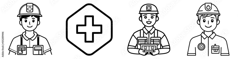 Workers in safety gear engaged in a construction project while emphasizing health and safety in a city environment Workers in safety gear engaged in a construction project while emphasizing health and safety in a city environment