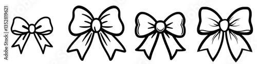 Different styles of bows showcased in a simplistic design format suitable for craft and decoration ideas