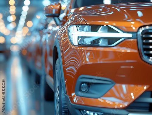Wallpaper Mural New orange vehicles are lined up in a showroom today Torontodigital.ca
