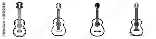 Different styles of guitars displayed in a clean design setting suitable for music lovers and artists seeking inspiration