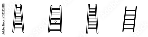 Various designs of ladders showcasing different structures and styles ideal for construction and home improvement projects