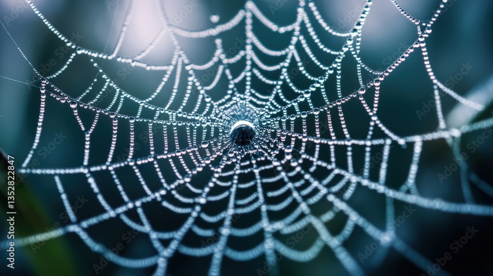 Naklejka premium A close up view of a beautiful spider web structure