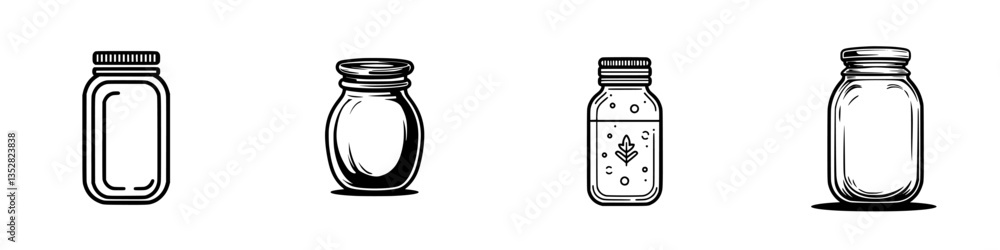 Collection of various jars displayed on a clean background showcasing different shapes and sizes for storage options Collection of various jars displayed on a clean background showcasing different shapes and sizes for storage options
