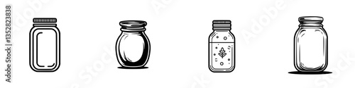 Collection of various jars displayed on a clean background showcasing different shapes and sizes for storage options