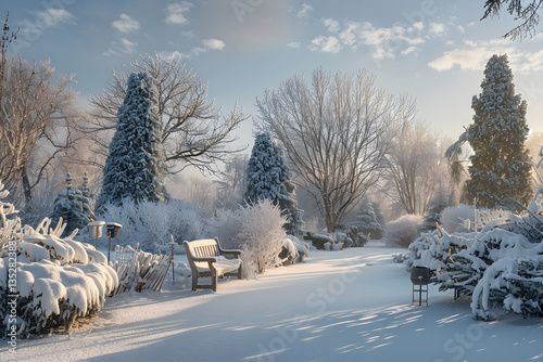 Wintry Magic: An enchanting look into the serene beauty of a winter garden