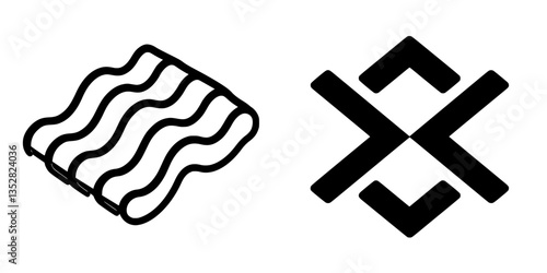Bacon strip and abstract design illustration on a plain background showcasing food and modern style