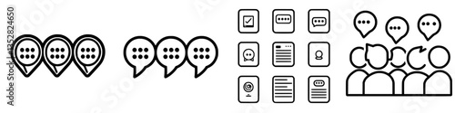 Communication icons showcasing messaging and group interaction in a digital context during daytime hours