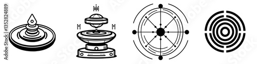 Geometric designs showcasing symmetry and precision in various forms and patterns