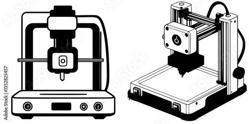 Comparison of two distinct three-dimensional printers showcasing different designs and functionalities in a workshop setting