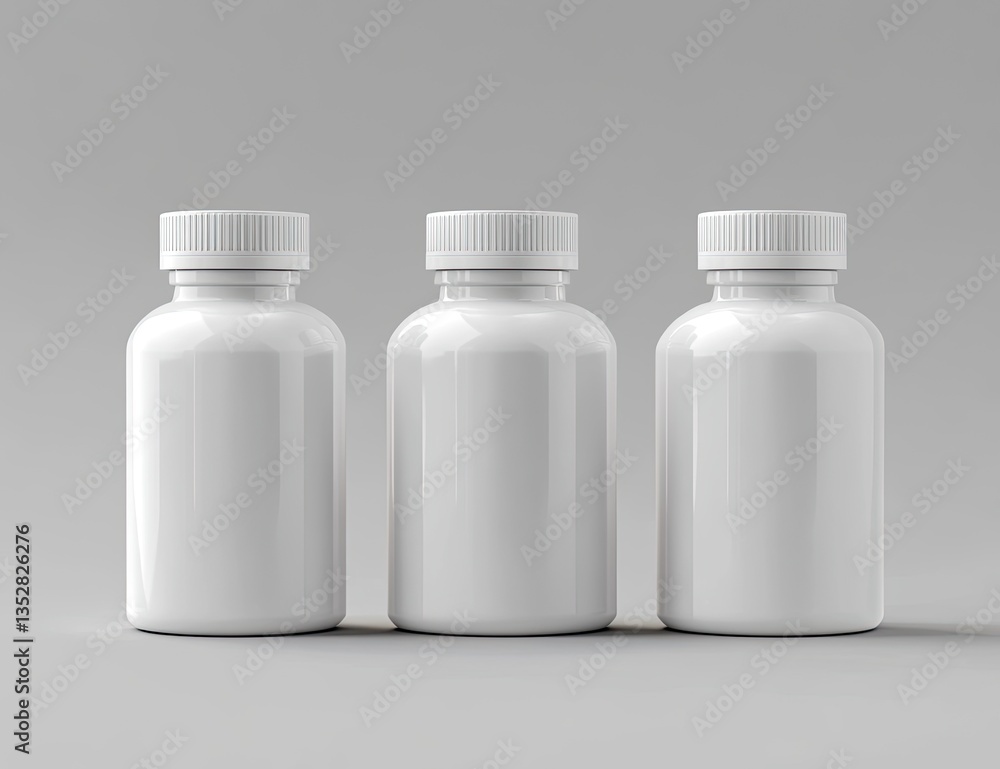 Three Blank White Pill Bottles Three Blank White Pill Bottles