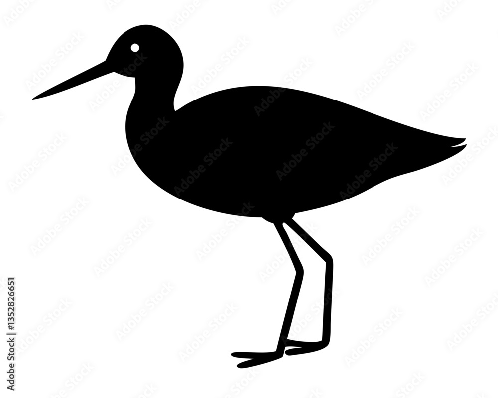 Fototapeta premium Silhouette of a Bird: A striking silhouette of a long-legged bird, captured in a minimalist style, emphasizing its elegant form and long beak. AI Generative