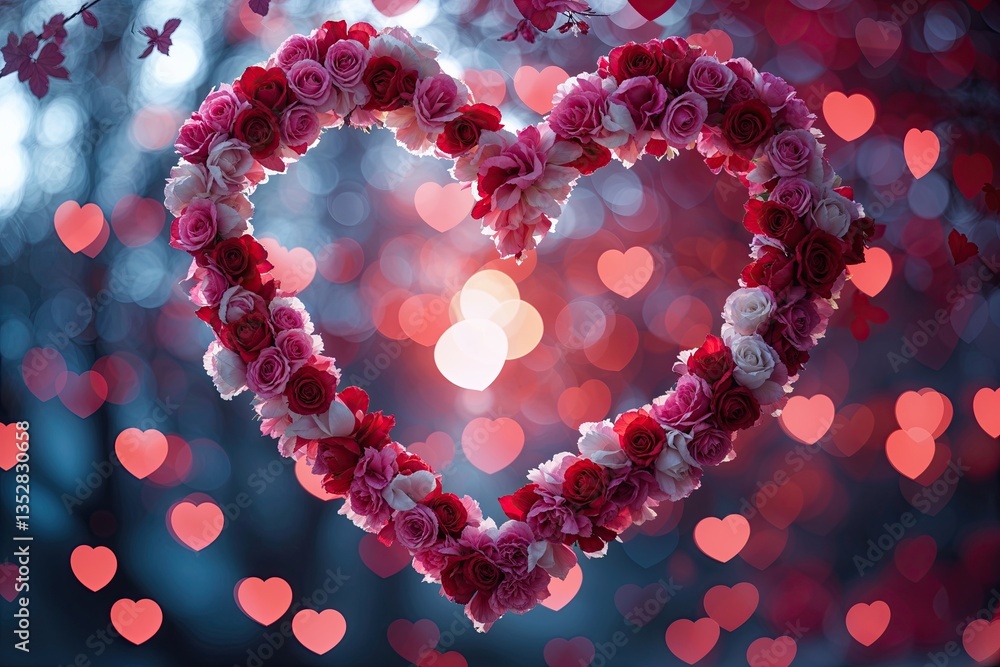 Obraz premium Abstract Love Heart Bokeh Background for Valentine's Day Celebration