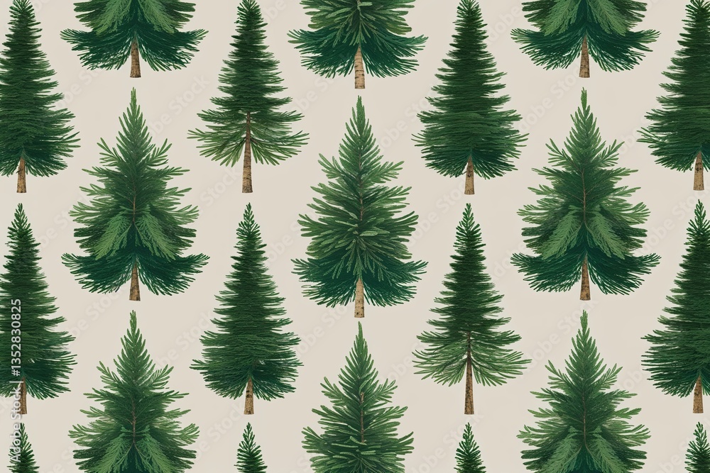 Rustic Design of Green Pine Trees on a Light Beige Background for Holiday Wrapping Paper and Home Accents Rustic Design of Green Pine Trees on a Light Beige Background for Holiday Wrapping Paper and Home Accents