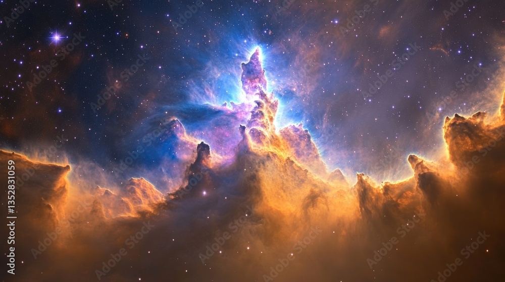 Obraz premium Cosmic Pillars of Dust and Gas Illuminating a Starry Sky