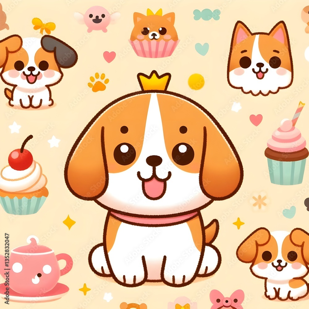 Fototapeta premium A clean, clear, and high-quality cute dog-themed wallpaper, designed to bring joy and warmth to any digital screen