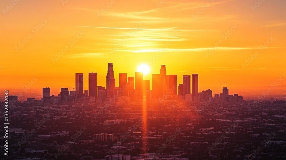 Los Angeles Sunset Skyline: A Golden Hour Panorama Los Angeles Sunset Skyline: A Golden Hour Panorama