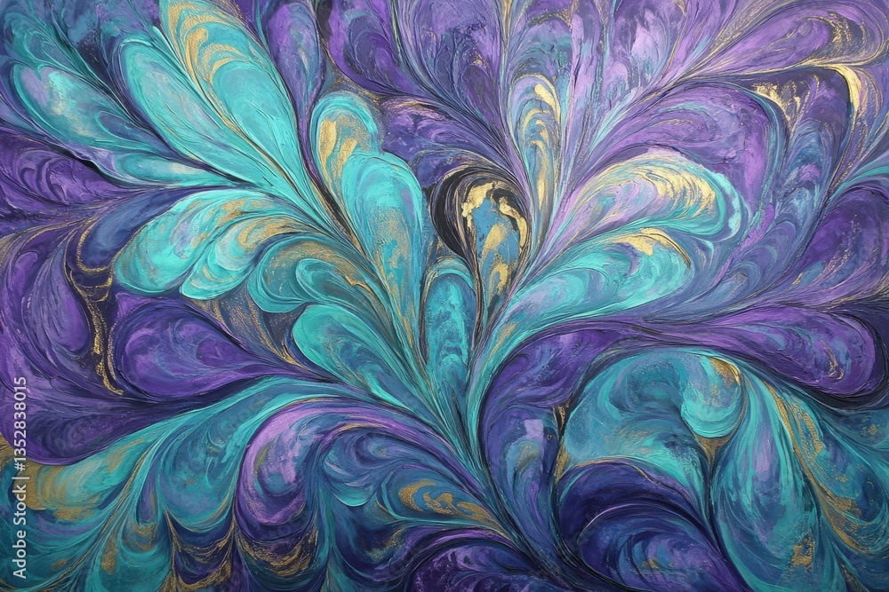 A mesmerizing abstract art piece with turquoise and purple swirling patterns for a dream-like aquatic theme A mesmerizing abstract art piece with turquoise and purple swirling patterns for a dream-like aquatic theme