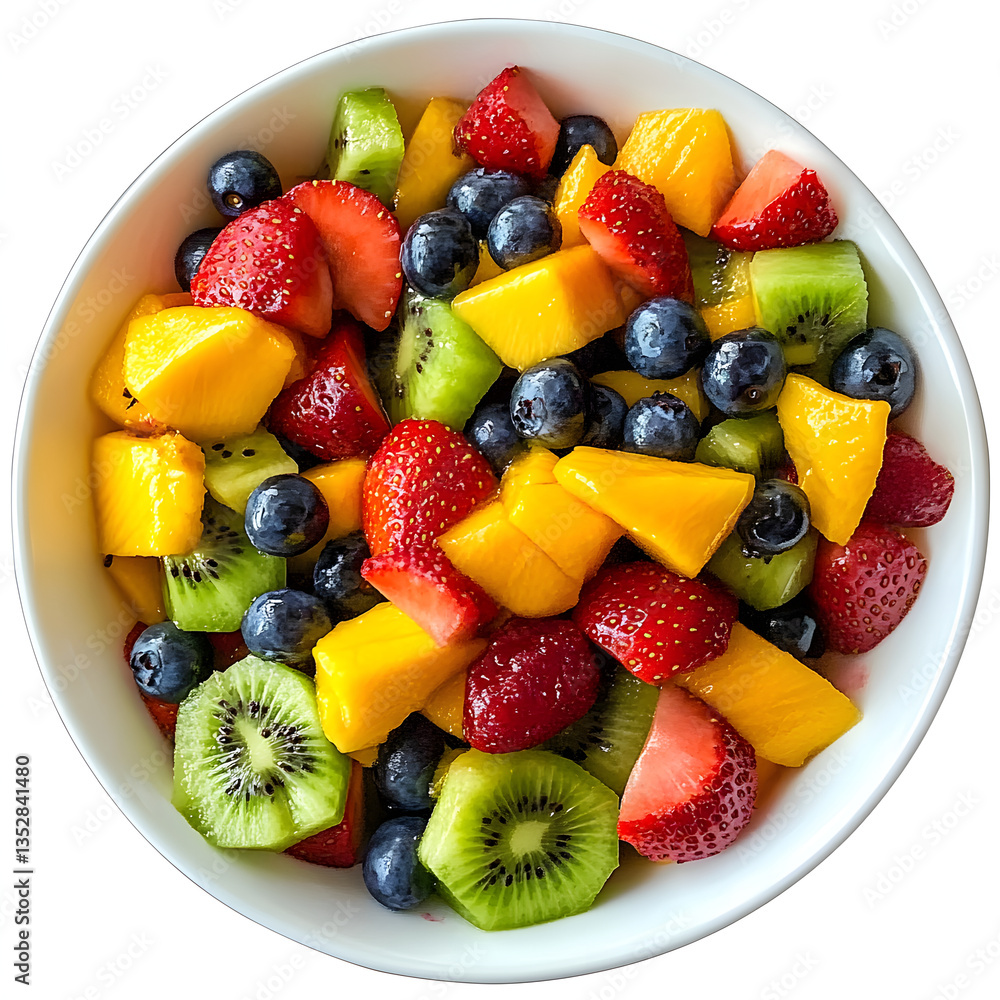 Obraz premium Fruit fresh mixed tropical fruit salad. Bowl of healthy fresh fruit salad - diet and fitness concept.