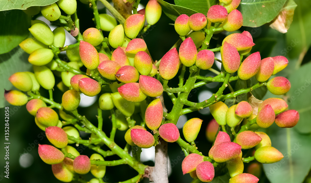 photo of fresh pistachios on a tree photo of fresh pistachios on a tree