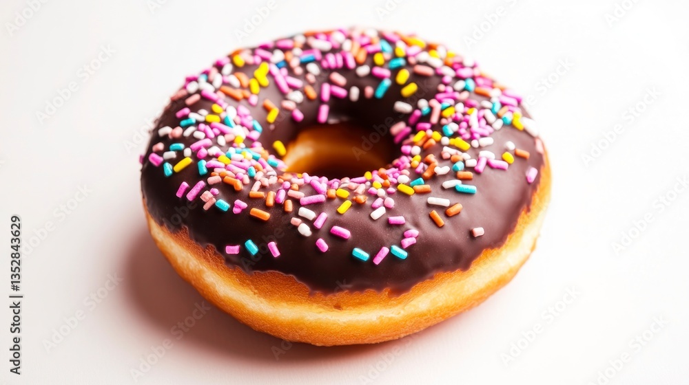 Delicious Chocolate Donut with Sprinkles Close Up Ready to Eat Delicious Chocolate Donut with Sprinkles Close Up Ready to Eat