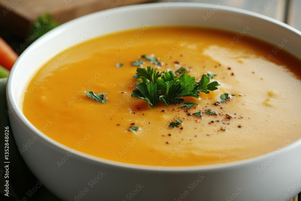 Comforting bowl of lentil soup with fresh vegetables and herbs Generative AI Comforting bowl of lentil soup with fresh vegetables and herbs Generative AI