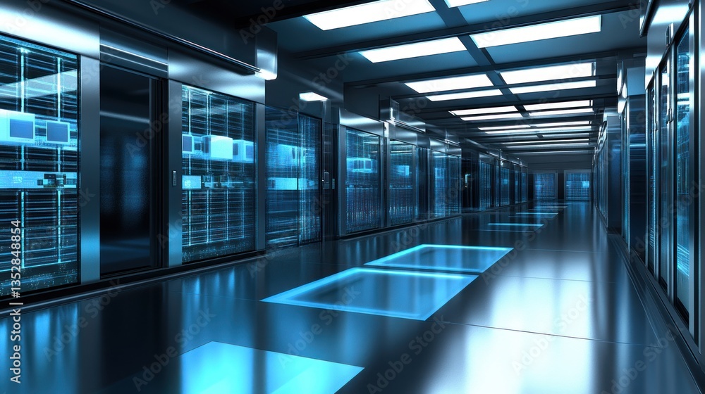 Fototapeta premium Futuristic server room hallway