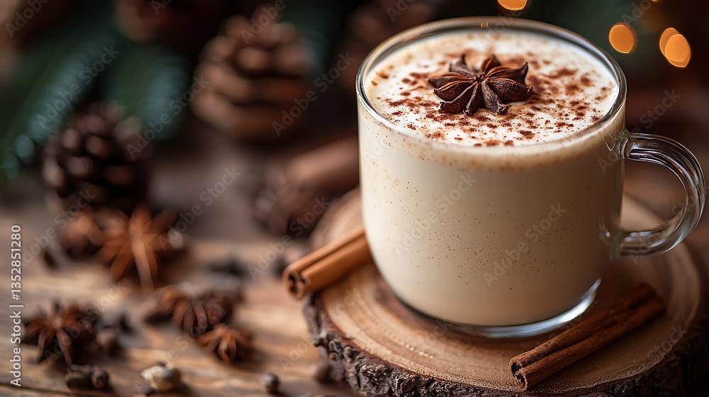 Warm Spiced Beverage in Rustic Setting Warm Spiced Beverage in Rustic Setting