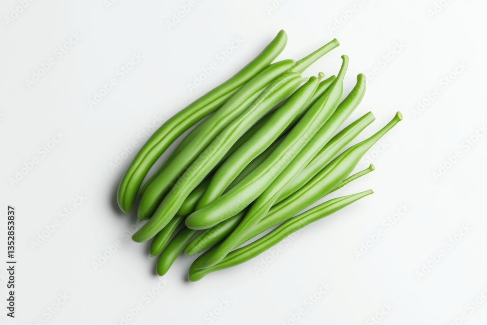 Fresh green beans bunch on white background Fresh green beans bunch on white background