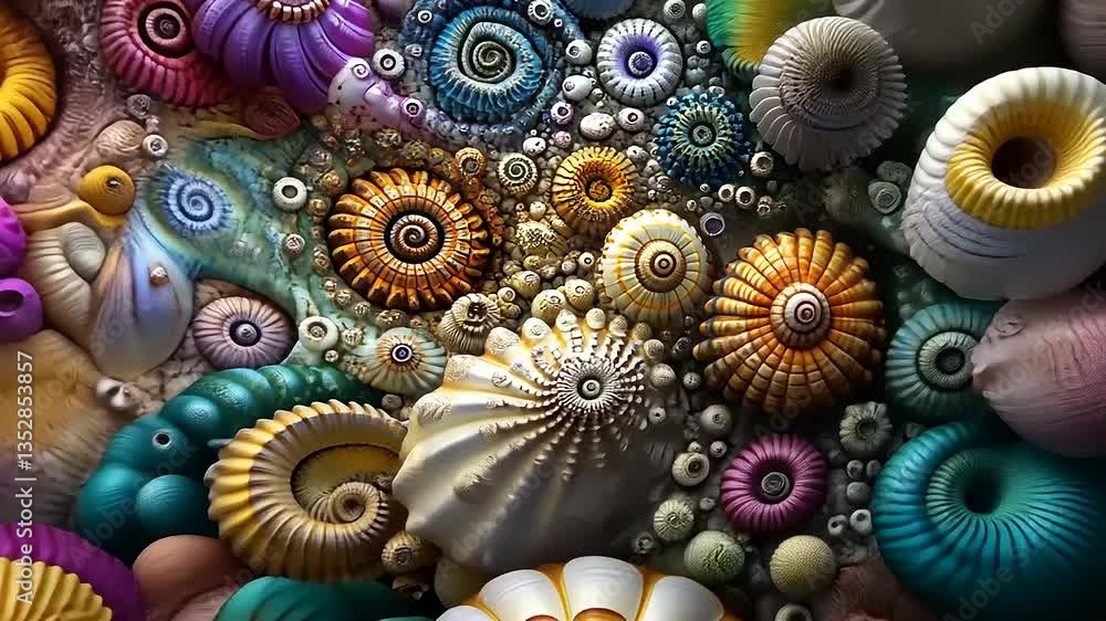 Vibrant Fractal Seashells: A Symphony of Color and Form Vibrant Fractal Seashells: A Symphony of Color and Form
