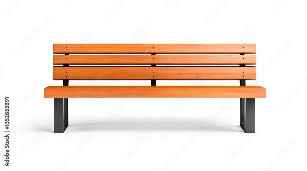 Modern Wooden Park Bench on White Background Modern Wooden Park Bench on White Background
