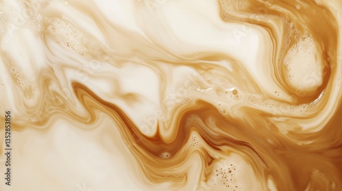 Liquid Mixing Abstract with Brown Swirls and Bubbles Texture Background