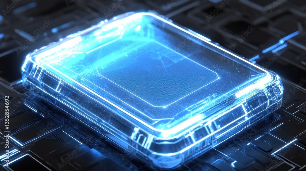 Futuristic Tech Device on Circuit Board Futuristic Tech Device on Circuit Board