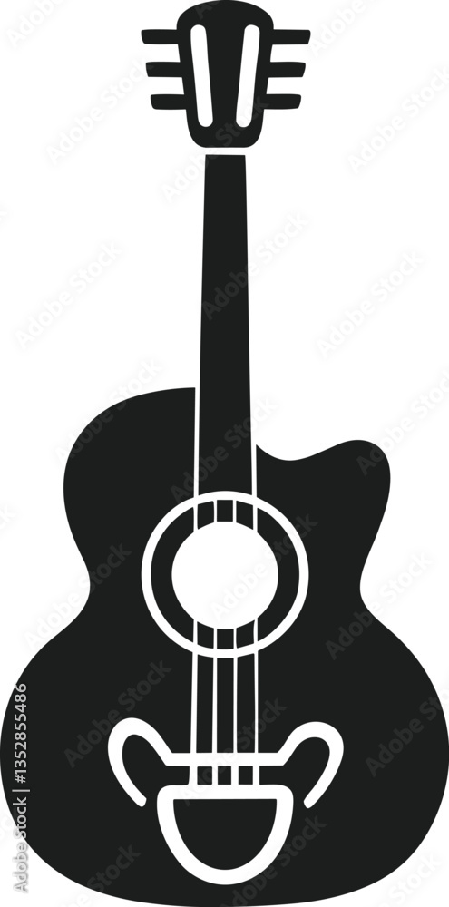 Fototapeta premium Classical Guitar Silhouette – Elegant String Instrument Vector Illustration
