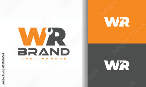 letter WR wrench logo