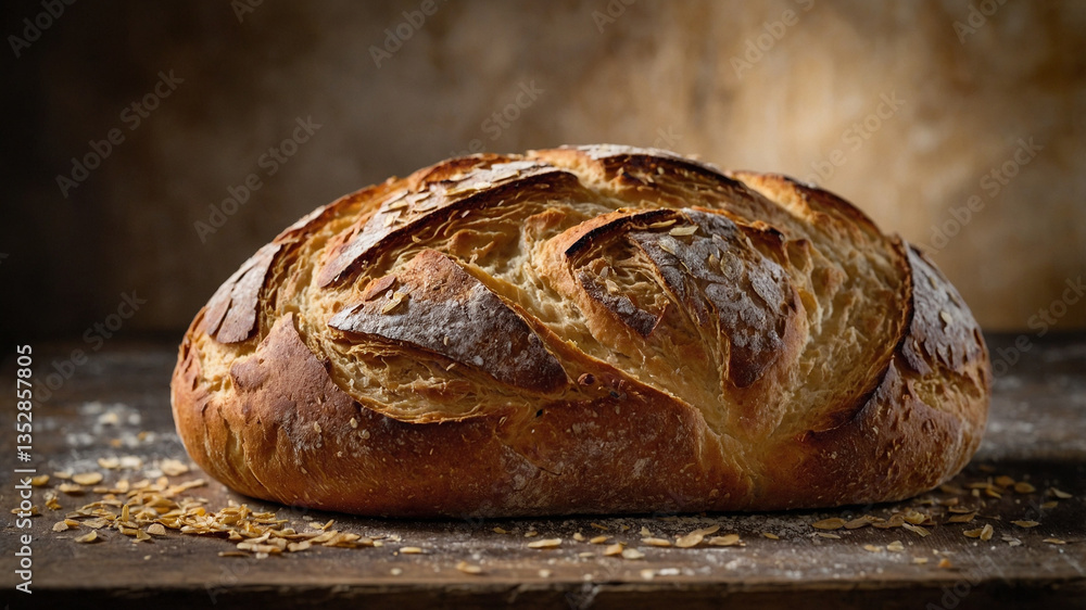 loaf of bread on wooden table loaf of bread on wooden table